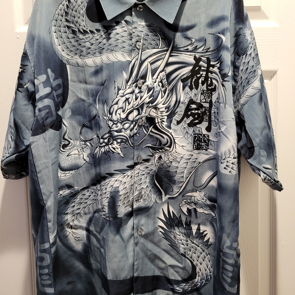 XL Vintage 90s Chinese Dragon button-down shirt